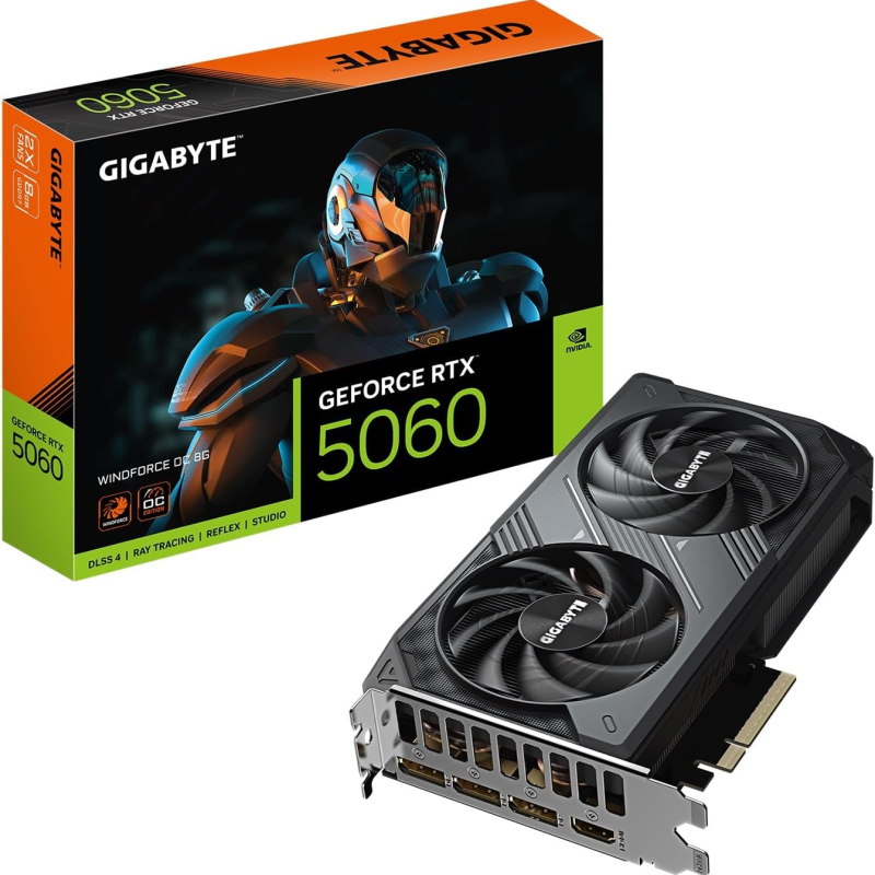 Tarjeta de Video GIGABYTE GeForce RTX 5060 WINDFORCE 8GB GDDR7 PCIe 5.0