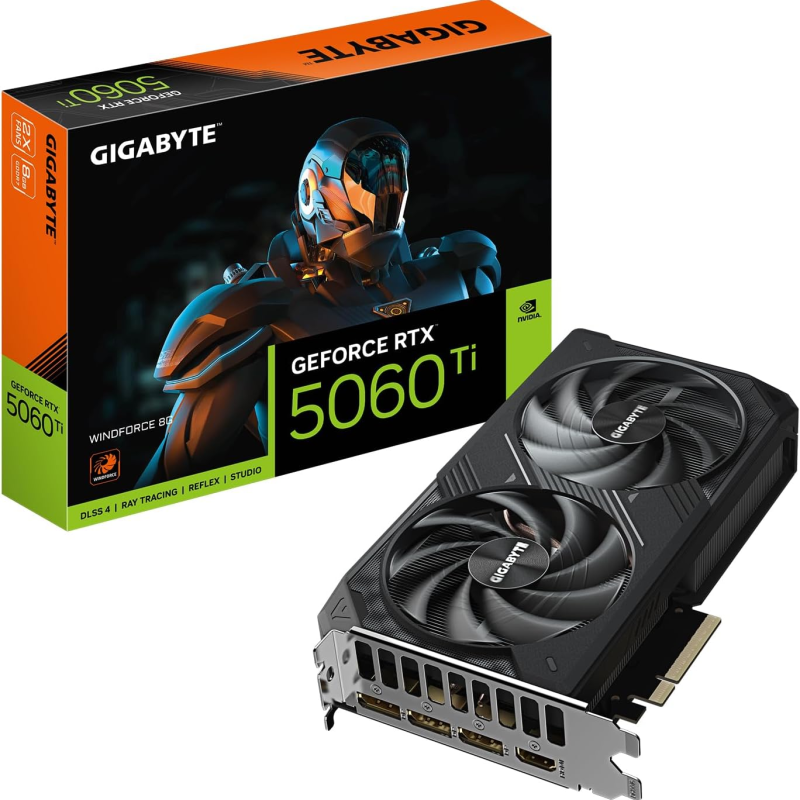 Tarjeta de Video GIGABYTE GeForce RTX 5060 Ti WINDFORCE OC 8GB GDDR7 PCIe 5.0