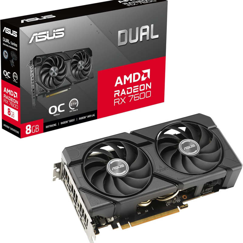 Tarjeta de Video ASUS Dual Radeon RX 7600 OC EVO 8GB GDDR6 PCIe 4.0