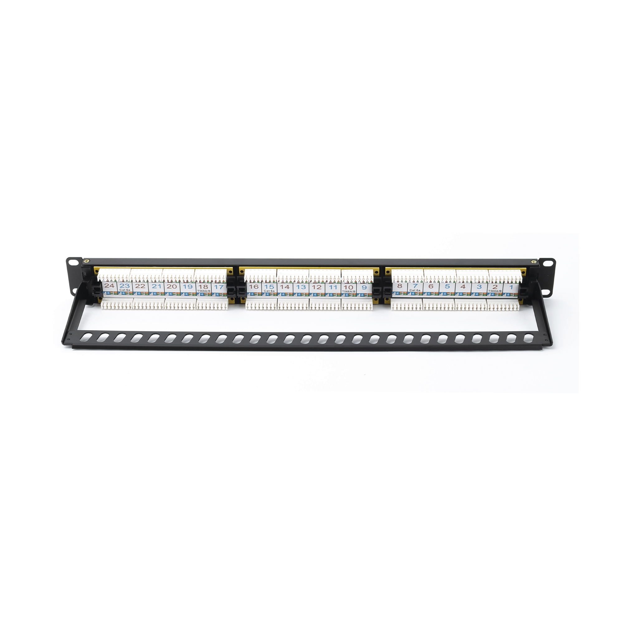 Patch Panel Cat6A 24 Puertos Impacto 110 1U con Barra y Etiquetado - Image 4