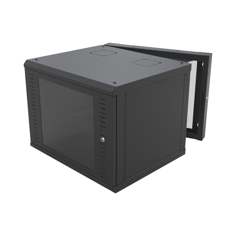Gabinete Abatible 12U con Cristal Templado y Acceso Total