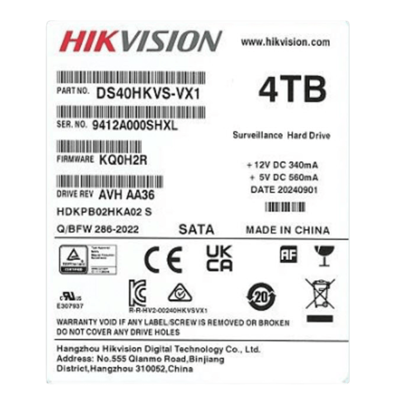 Disco Duro Hikvision Enterprise 4TB 3.5” SATA DS40HKVS-VX1